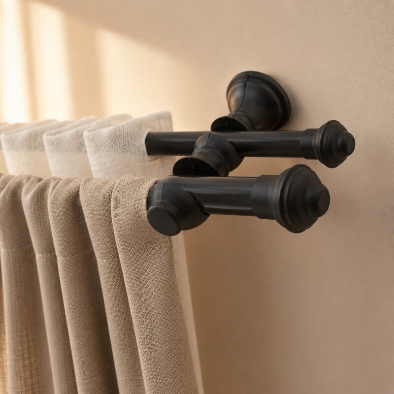 Barrote cortina metal Eurometal DUO 2,0m + 2 soportes GRIS OSCURO