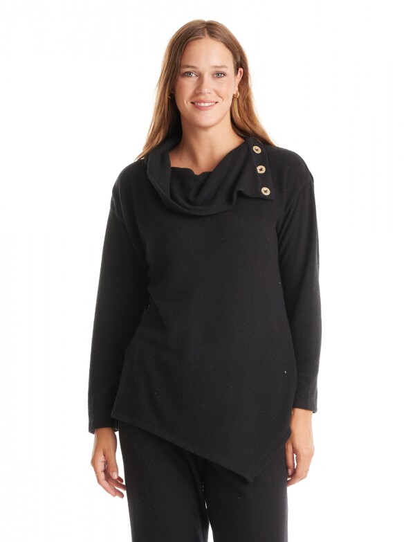 Buzo Soft Cuello Volcado NEGRO