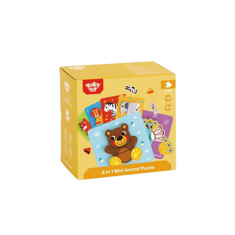 Tooky Toy 6 in 1 Mini Puzzle de Animales 34 pzs Tooky Toy 6 in 1 Mini Puzzle de Animales 34 pzs