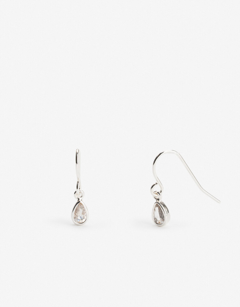 Aros Colgantes Cortos Cubic zirconia Aros Cortos Bañado En Oro - Plateado