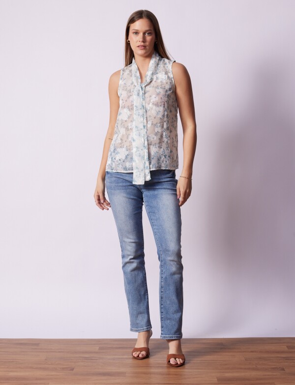 Blusa Tul Bordado BLANCO/MULTI