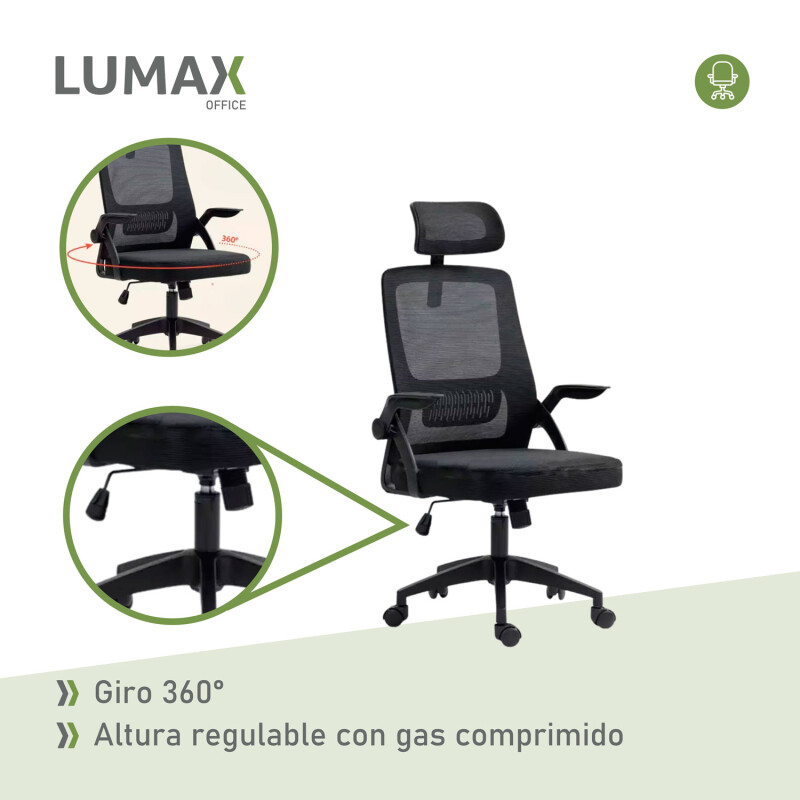 Silla Oficina Penk Ergonomica Giratoria con Apoyacabezas Negro