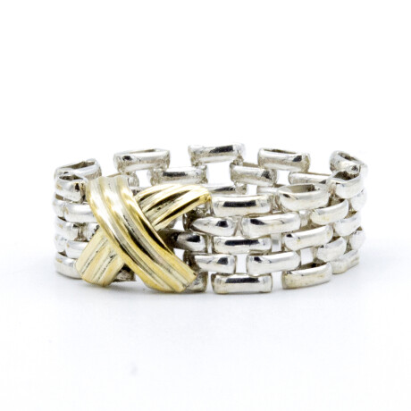 Anillo de plata 925 y double en oro 18 ktes, PANTER. Anillo de plata 925 y double en oro 18 ktes, PANTER.