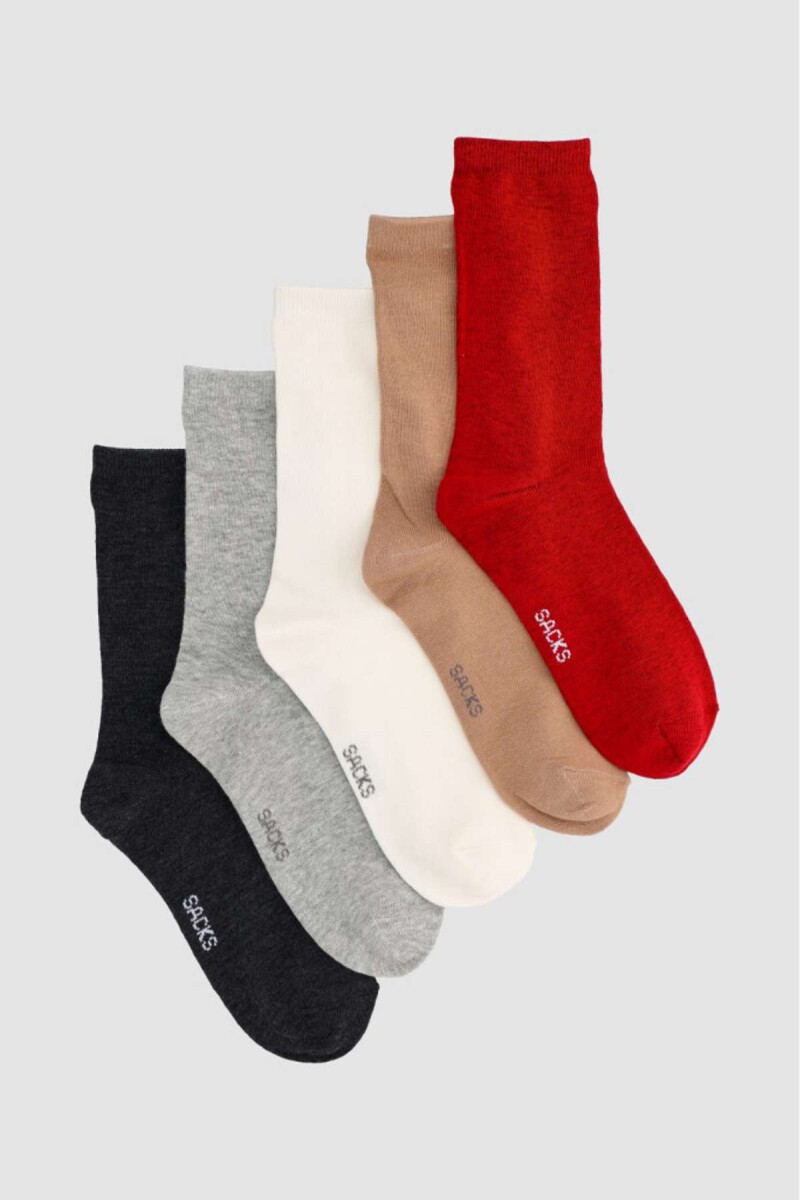 Packs de cinco medias lisas. de algodón. en varios colores s - Variante 34 