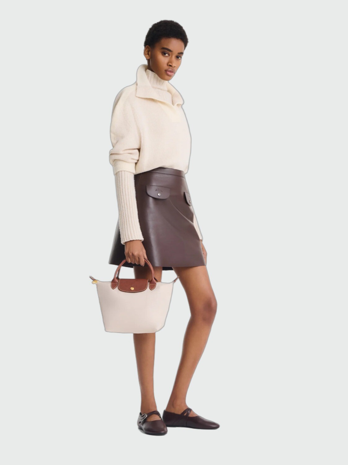 LONGCHAMP - LE PLIAGE ORIGINAL, CARTERA DE MANO S Marfil