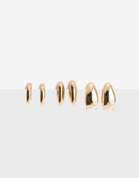 Aros Argollas Set Metal Set De Argollas Metal Bold - Dorado