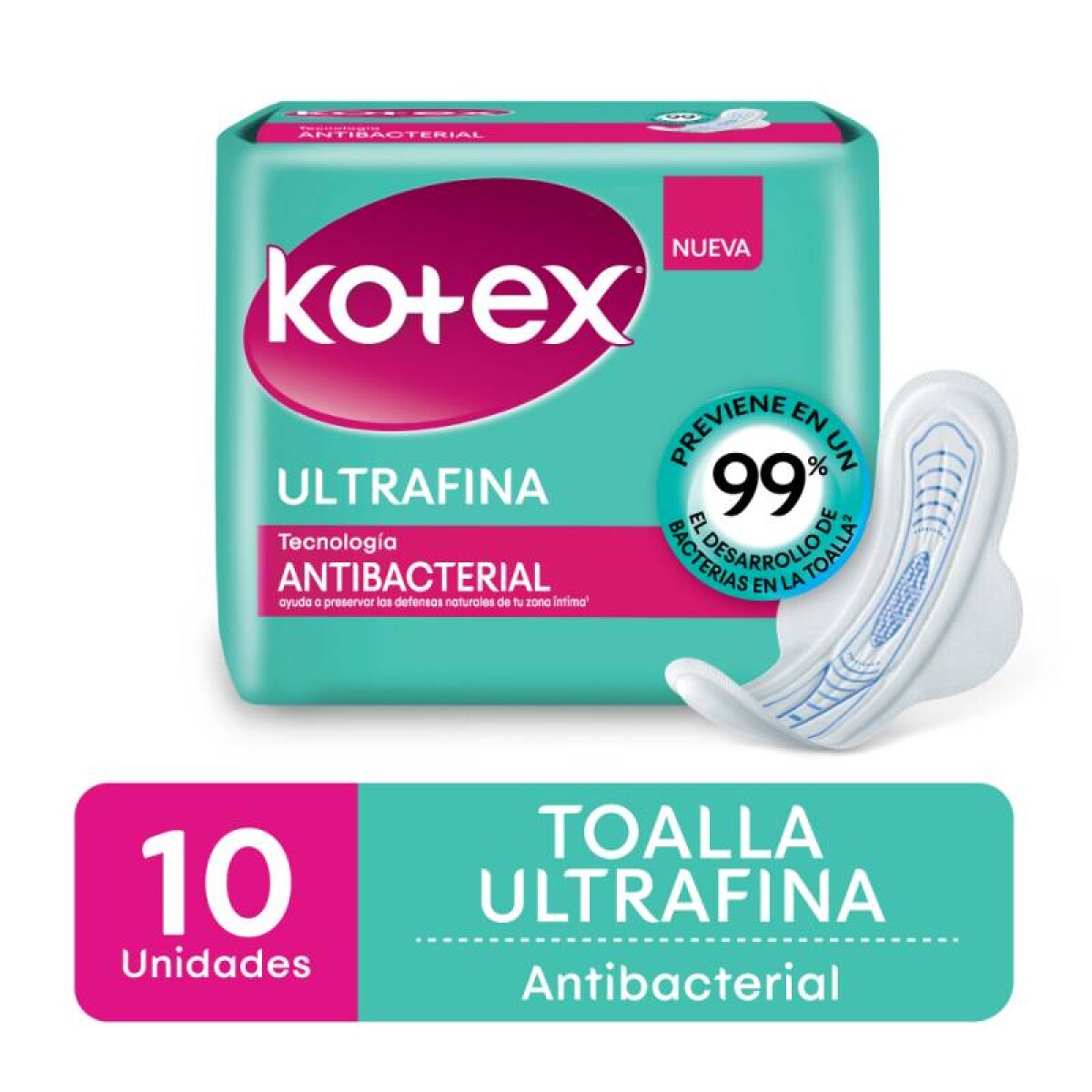 KOTEX ULTRA FINA ANTIBACTERIAL CON ALAS X10 