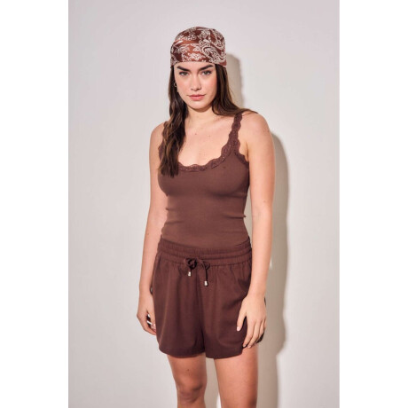 Musculosa Con Encaje Chocolate