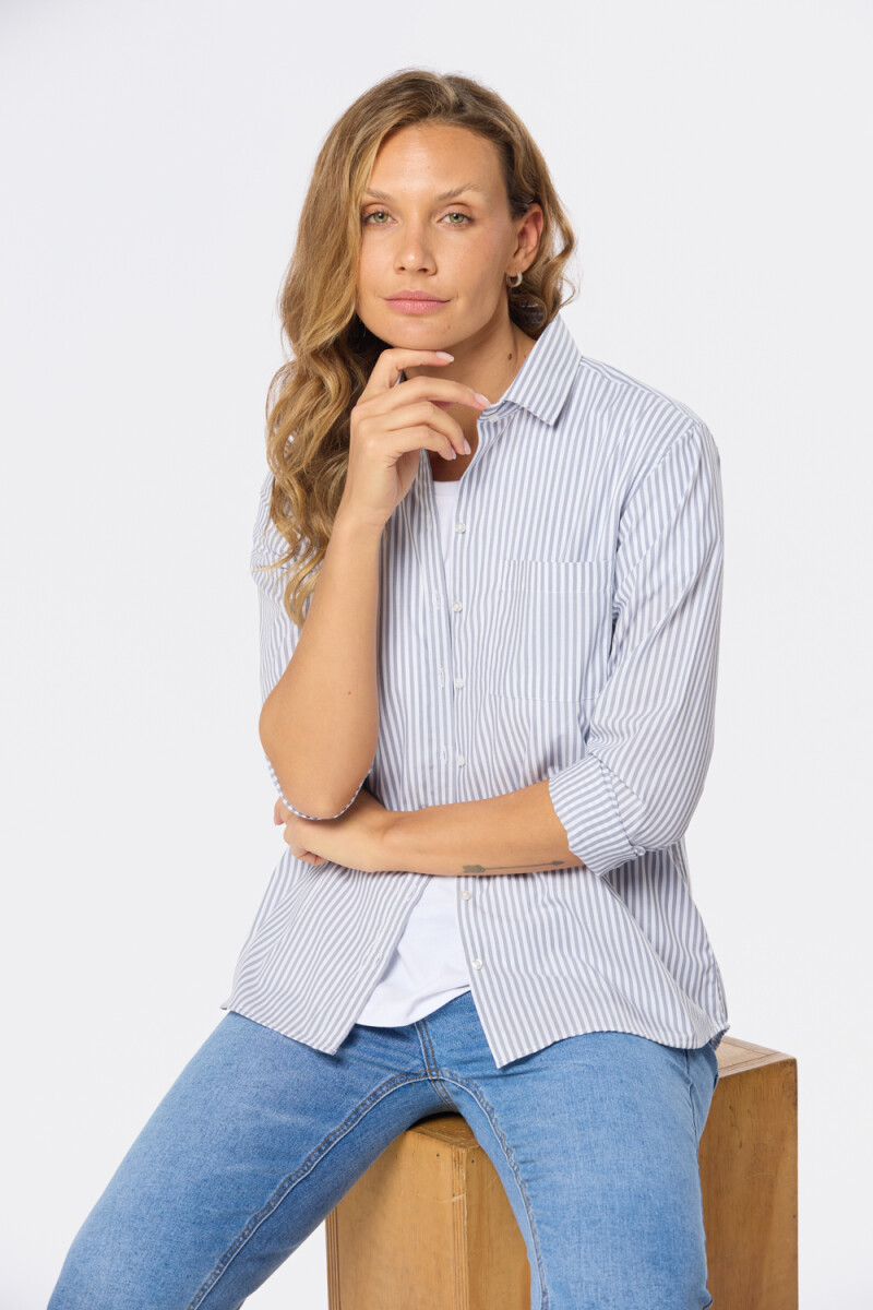 CAMISA HOLGADA RAYADA - Piedra 