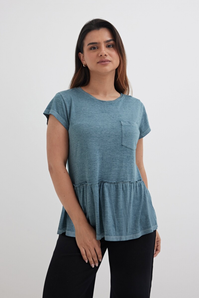 Remera peplum - Verde petroleo 