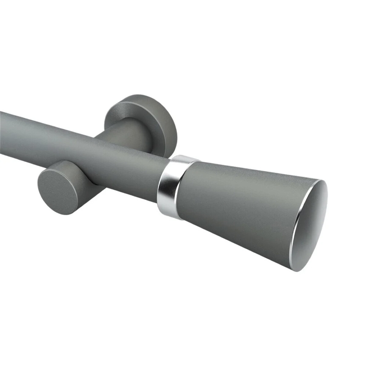 Barrote cortina de metal 1,50 m + 2 Soportes - GRIS OSCURO 