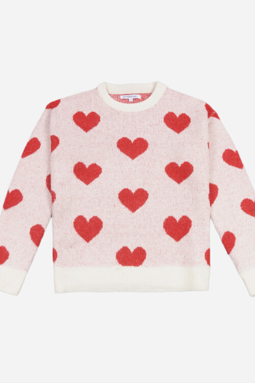 Sweater corazones - Mujer BLANCO Y ROJO