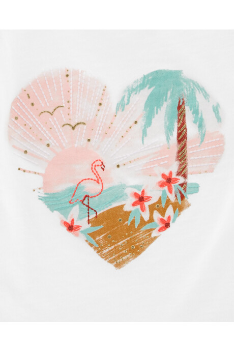 Remera de algodón, mangas con volados y ojales. Talles 2-5T Sin color