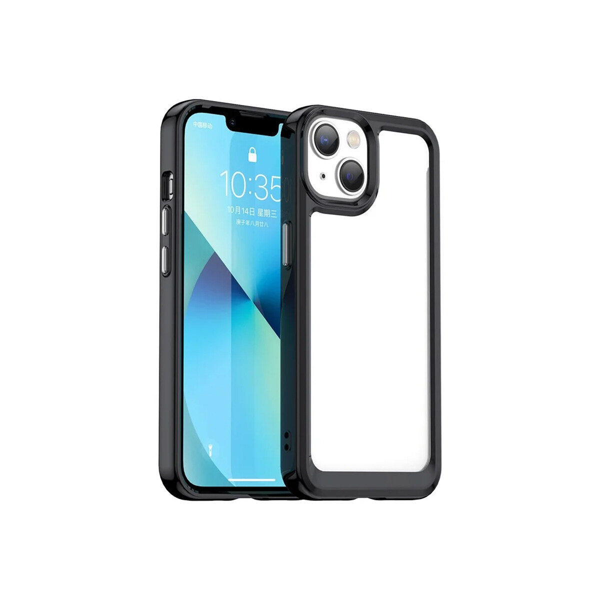 Protector para iPhone 13/14 bordes color negro 