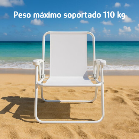 Set x2 Sillas Altas Plegables Acero Soporta 110Kg Mor Blanco
