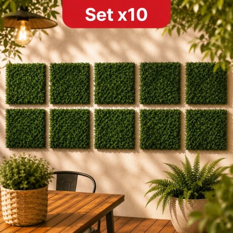 Set x10 Panel artificial símil trébol 40x60 cm VERDE