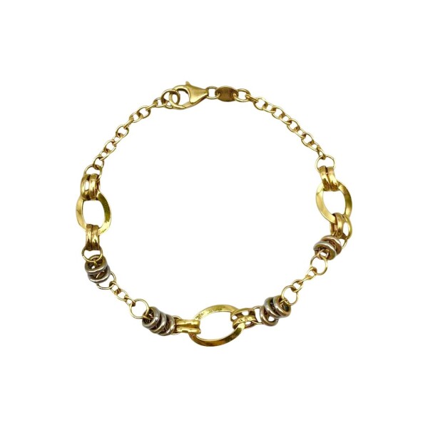 Pulsera Oval bicolor -Oro bajo-Sin Piedra-PU80102 sinpiedra