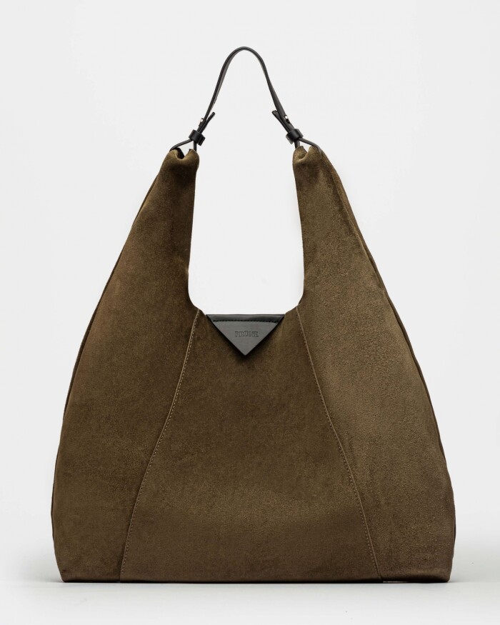 Bolso The Shopping En Cuero Gamuza Verde