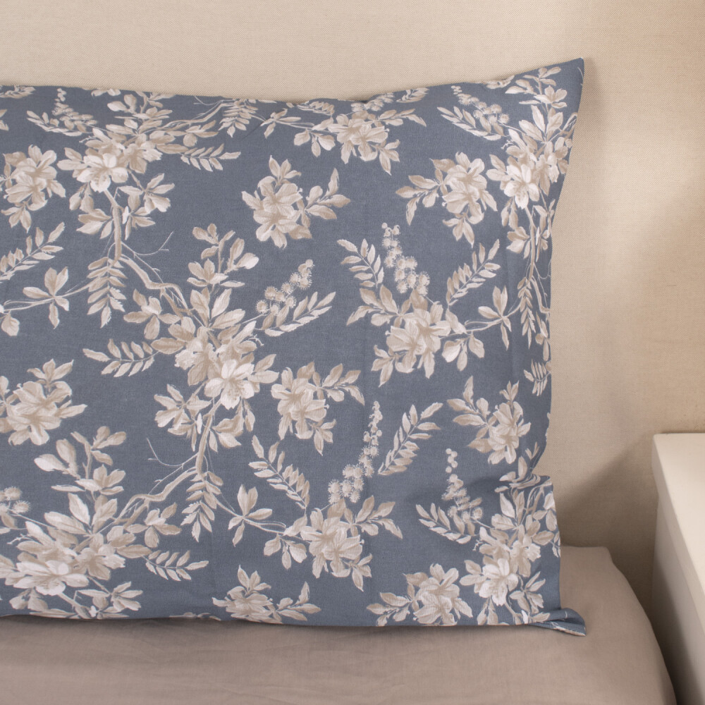 Juego de Sábana Colección Valdivia Flores con Fondo Greige S. King