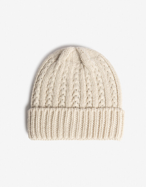 Gorro Plano Liso Gorro Tejido Trenzado Crudo - Blanco Crudo