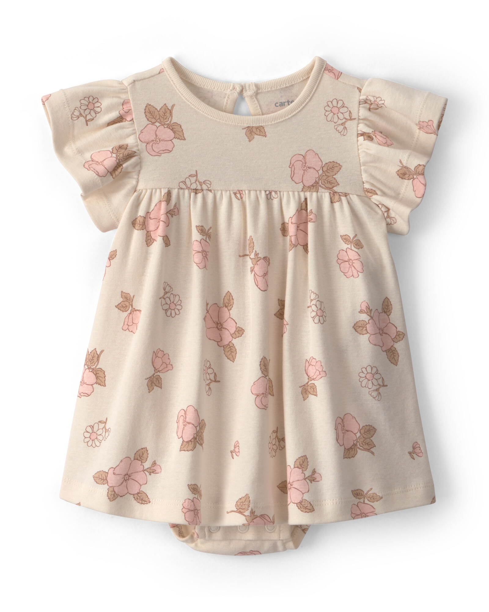 Set dos piezas de algodón, vestido floral y saco rosado Sin color