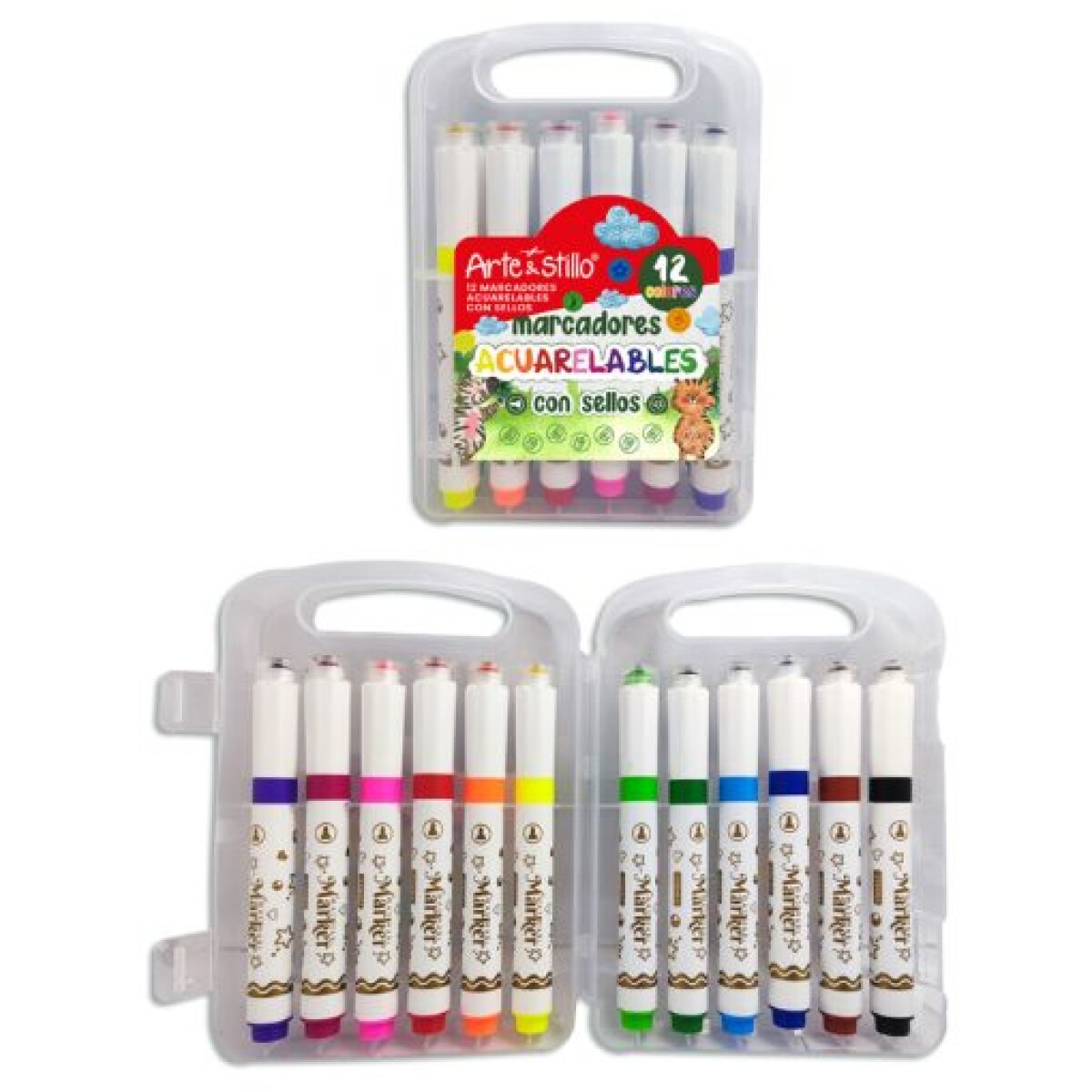 MARCADOR ACUARELABLES CON SELLOS ARTE Y ESTILLLO X12 HR0127 