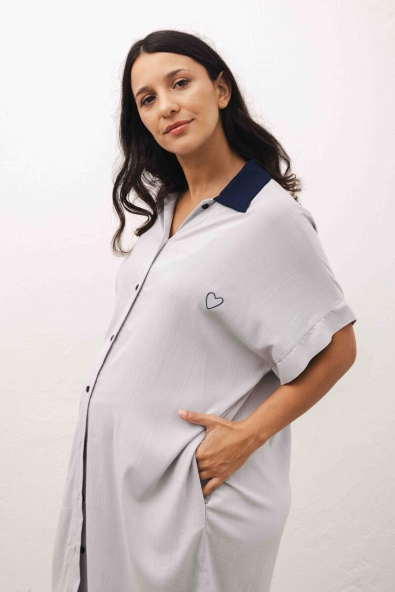 Camisa Maternal Pupa – Viscosa suave con bolsillos prácticos Gris