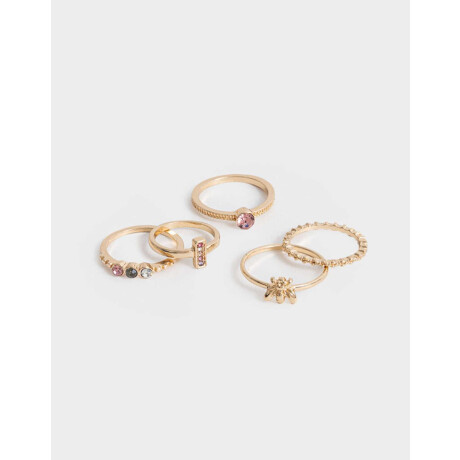 Set De Anillos Metal Dorado