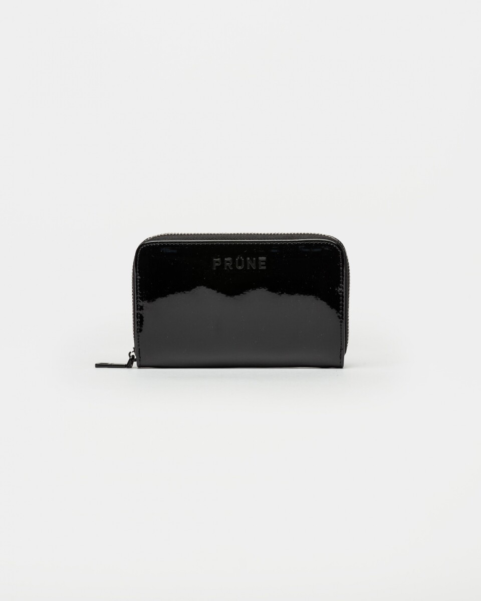 Billetera New Glam En Efecto Cuero Charol - Negro 