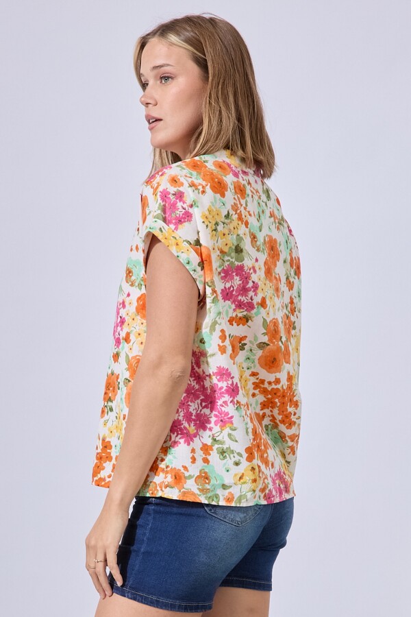 Blusa Flowers MULTI/ANARANJADO