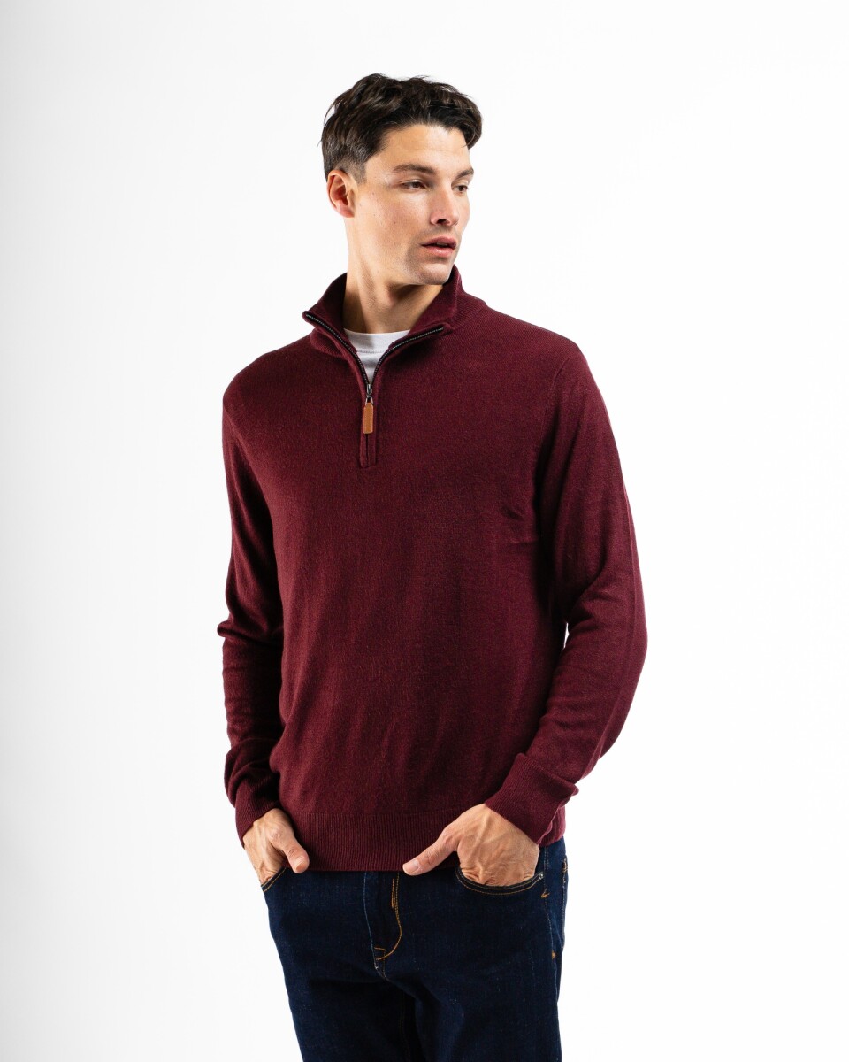 Buzo Cashmere Medio Cierre - Bordo Melange 
