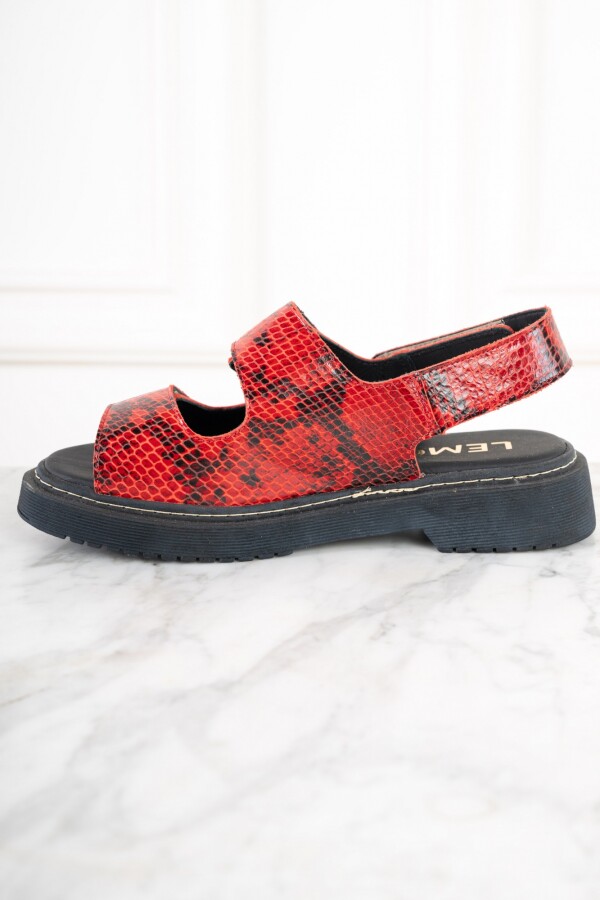 Sandalia Snake Animal Print Rojo