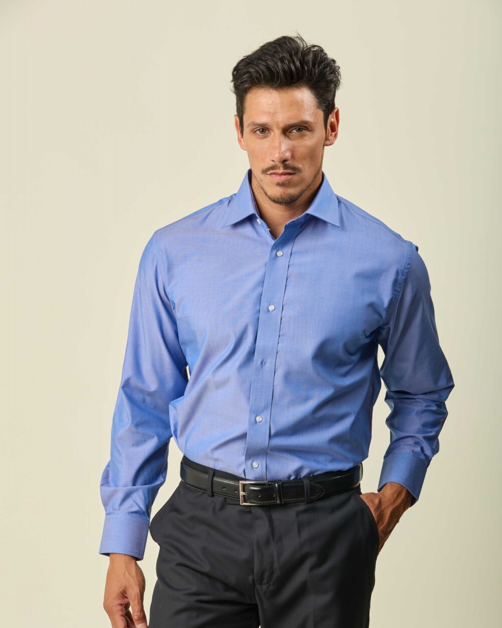 Camisa Verelli Vestir Algodón Manga Larga Azul