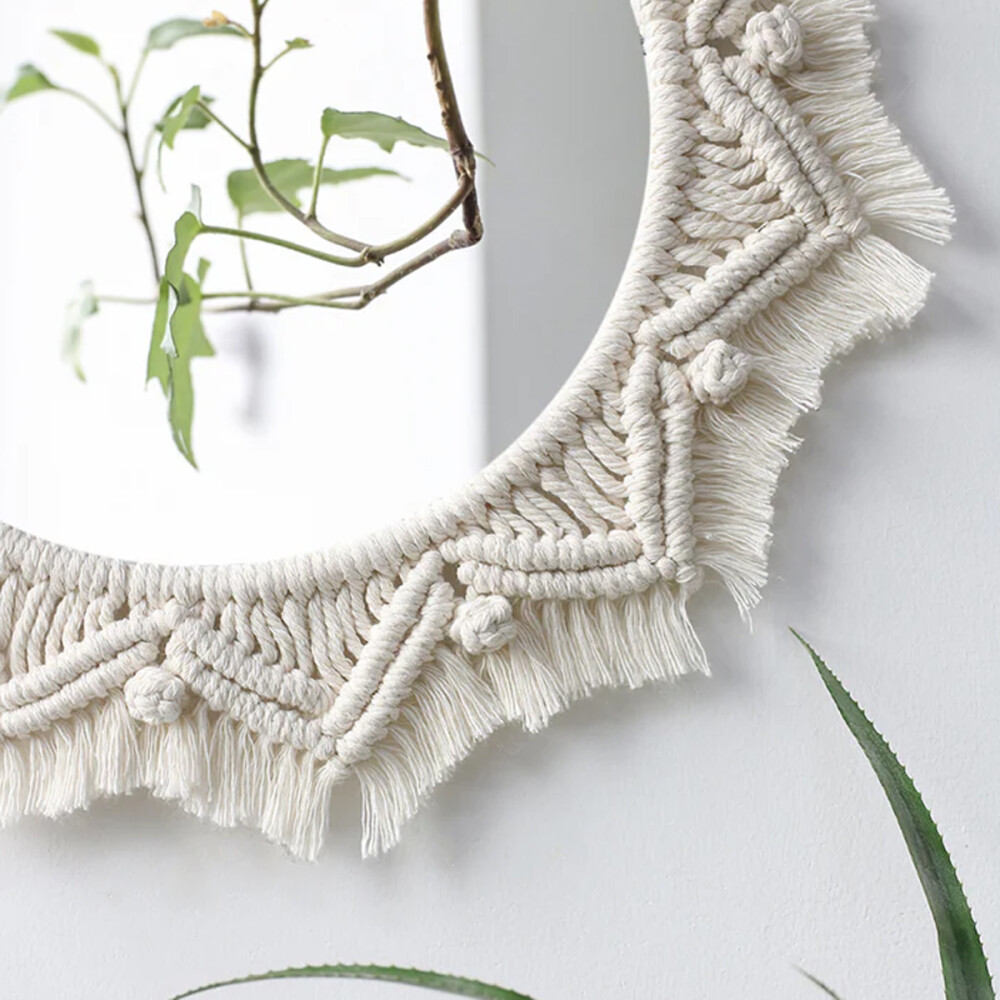 Espejo Redondo Tejido En Macrame 40CM Beige Espejo Redondo Tejido En Macrame 40CM Beige