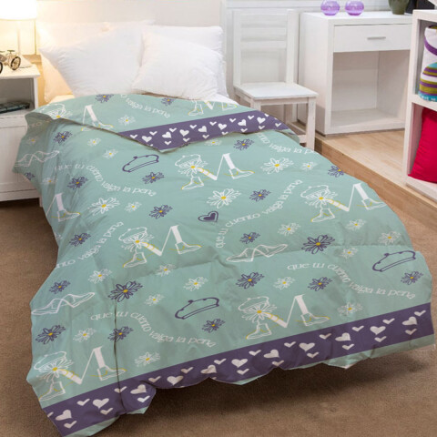 Acolchado Infantil Margarita 1 Plaza 100% Microfibra U