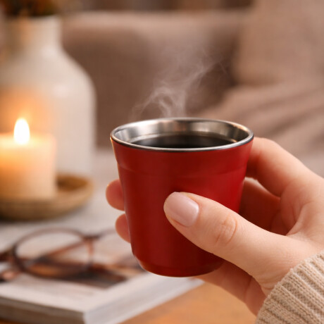 Taza pocillo de acero doble pared - 80ml Rojo