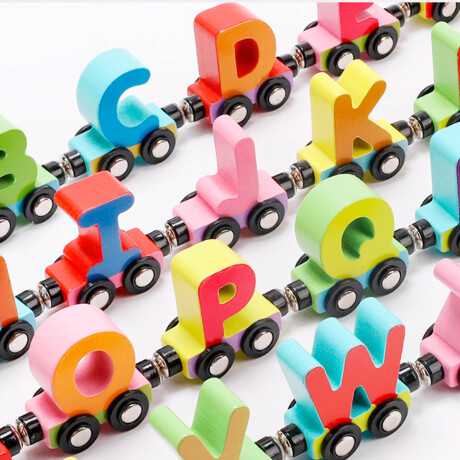 Tren Autitos Alfabeto Magnético De Madera Para Niños Tren Autitos Alfabeto Magnético De Madera Para Niños