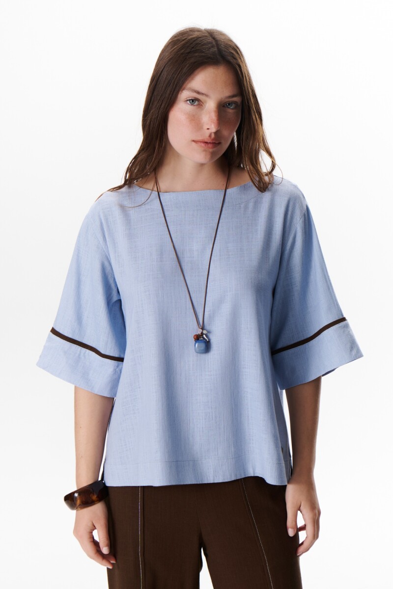 BLUSA LINO ATAR CELESTE