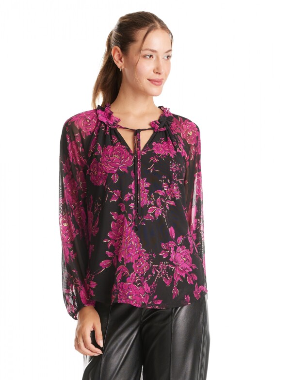 Blusa Microtul Print NEGRO/VIOLETA