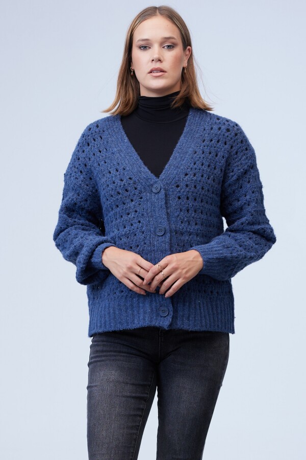 Cardigan Calado AZUL