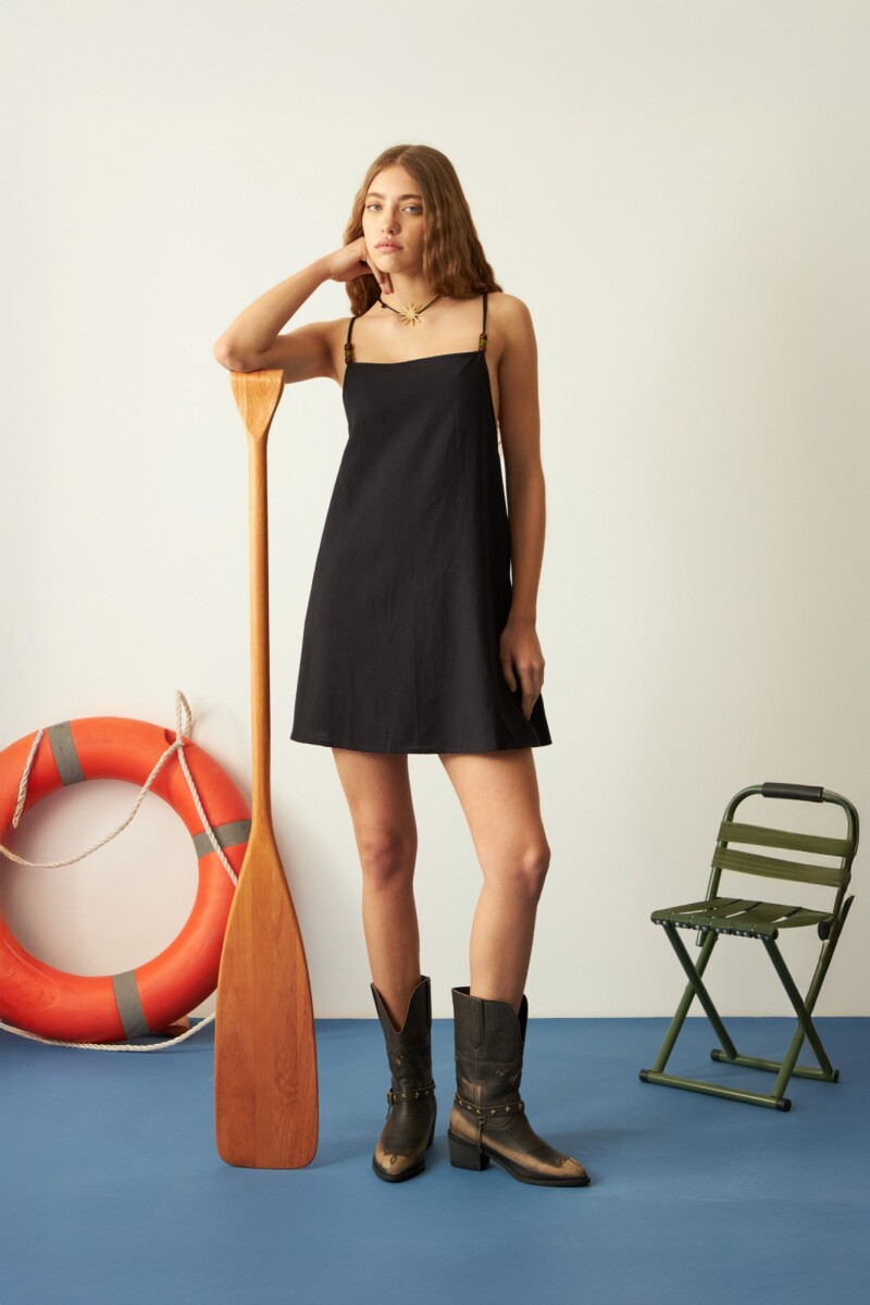 Vestido corto con piedras - negro 
