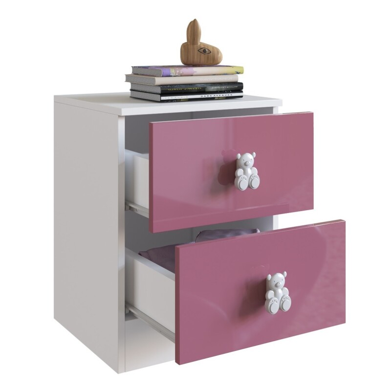 Mesa De Luz Infantil Con 2 Cajones Flex Rosa/celeste Mesa De Luz Infantil Con 2 Cajones Flex Rosa/celeste