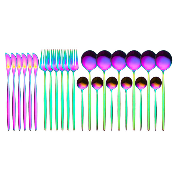 Set x24 Cubiertos de Acero Inoxidable Cuchillos tenedor cucharas Cocina IMBACK Multicolor Set x24 Cubiertos de Acero Inoxidable Cuchillos tenedor cucharas Cocina IMBACK Multicolor