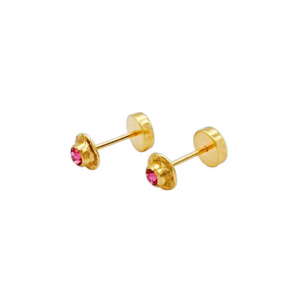 Abridores Zirconia rosa-Oro 18k-Piedra Zirconia-AB9519 conpiedra