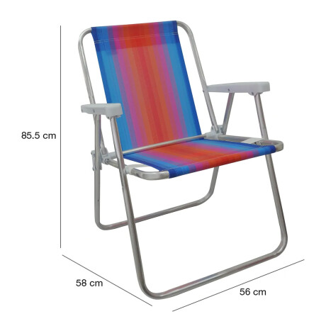 Reposera Silla Alta Plegable en Aluminio Conforto Mor Rayada Celeste/naranja