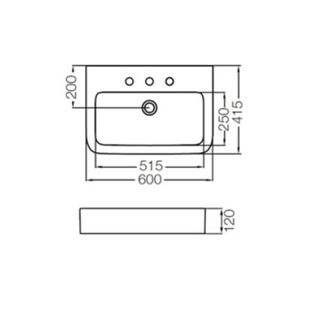 BACHA BLANCA 3 ORIFICIOS PARA MUEBLE TRENTO FERRUM 000