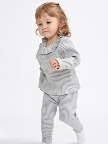 Sweater punto cuello volado Gris Melange