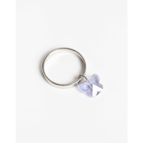 Anillo De Metal Con Charm Mariposa Plateado Rodio