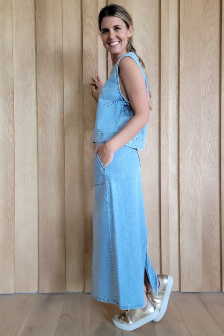 Pollera Gardenia Denim Celeste