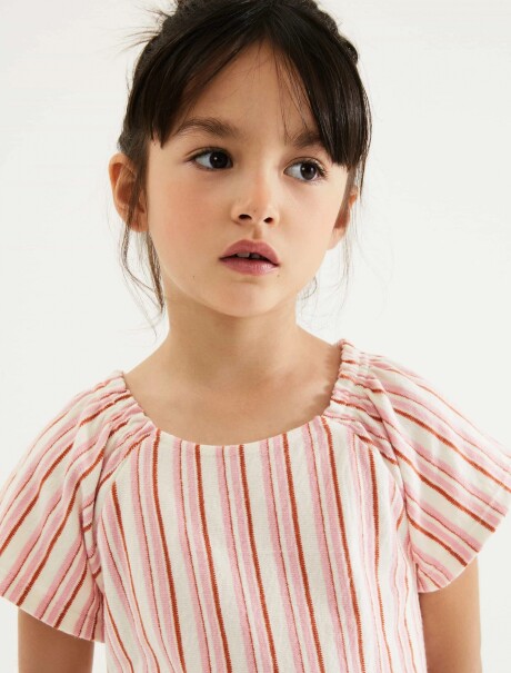 BLUSA INFANTIL MANGA CORTA ROSADO